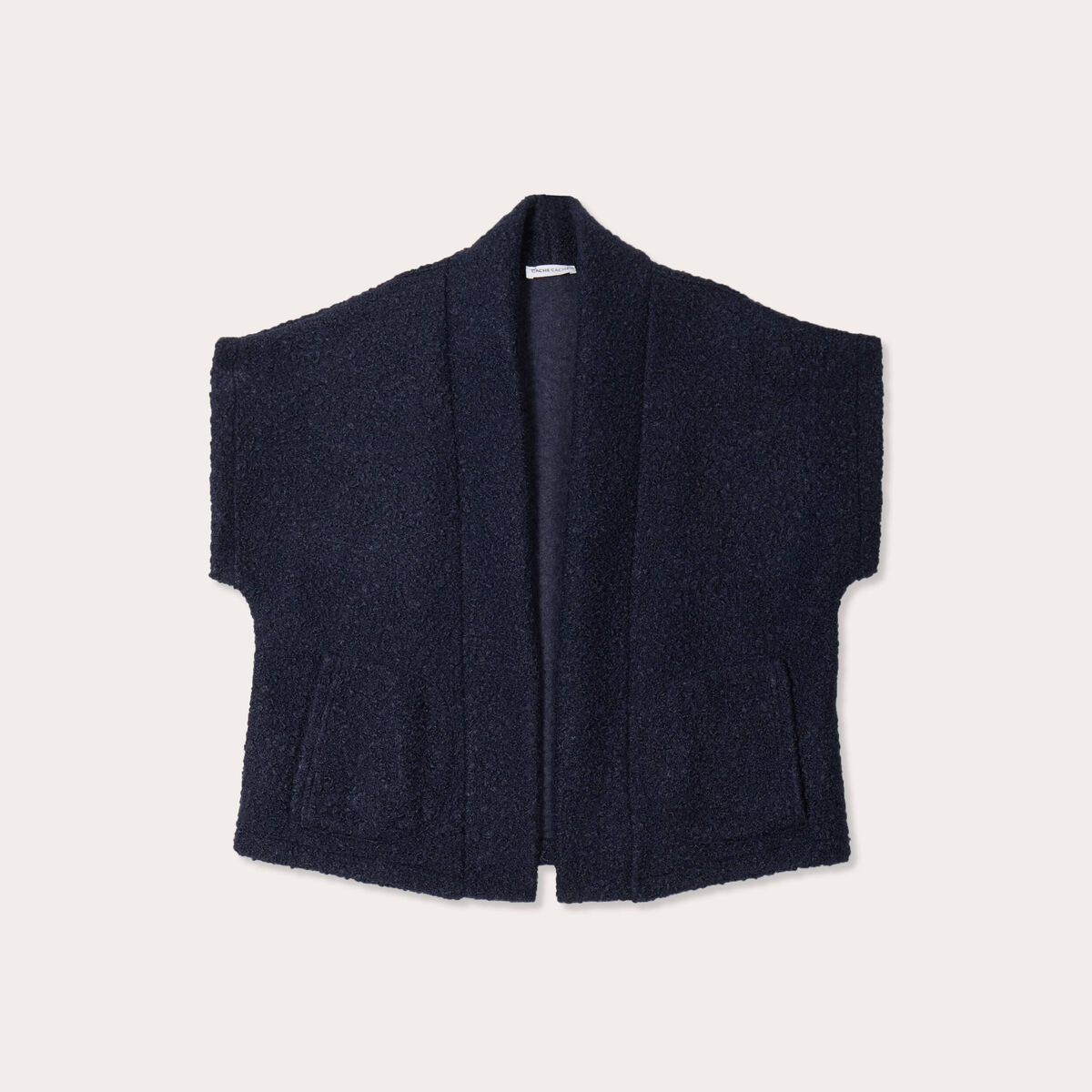Gilet polaire manches courtes bleu marine femme