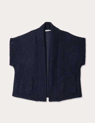 Gilet polaire manches courtes bleu marine femme