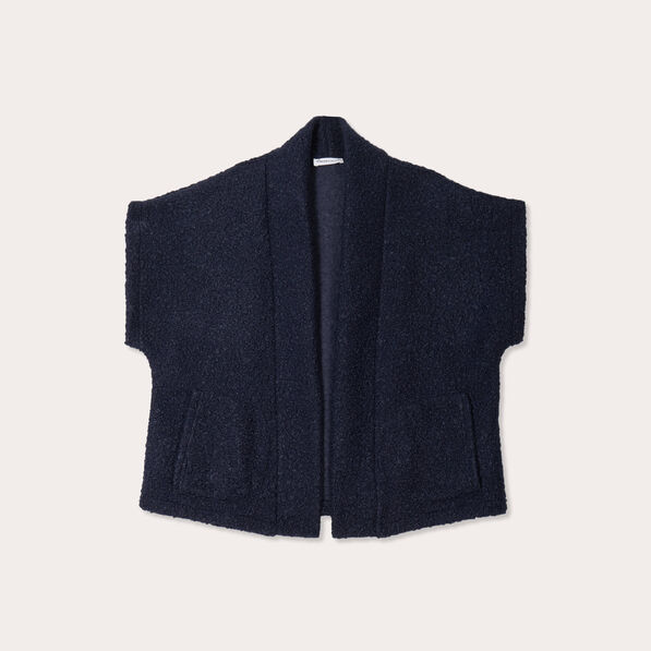 Gilet polaire manches courtes bleu marine femme