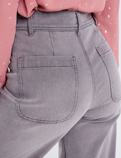 Jeans wide leg denim gris femme
