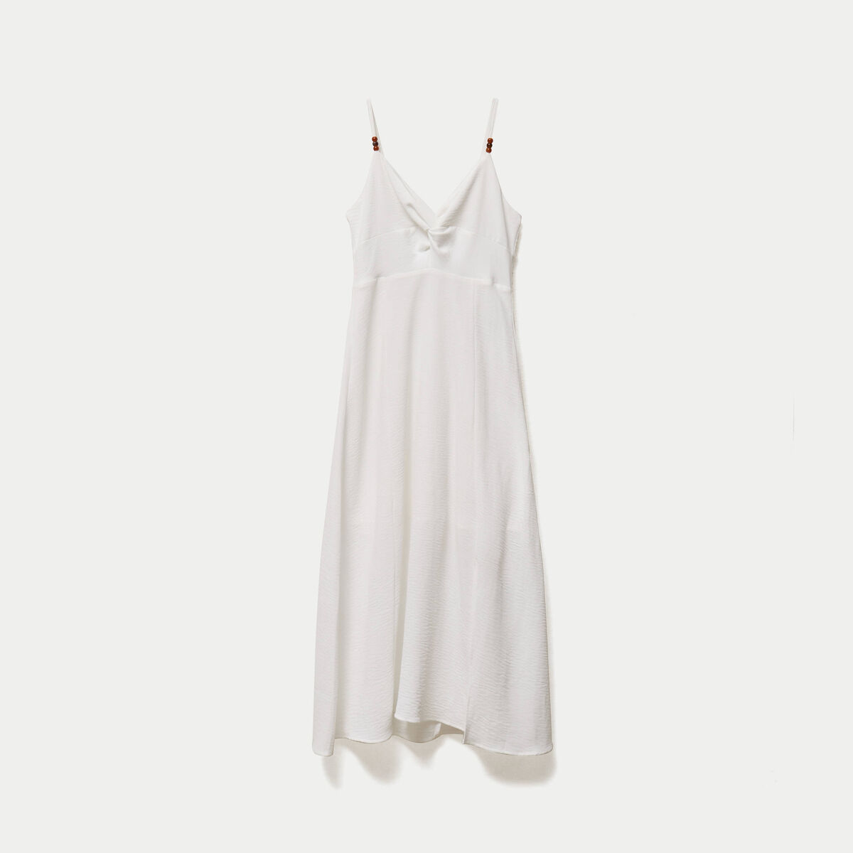 Robe longue &eacute;vas&eacute;e &agrave; fines bretelles ecru femme