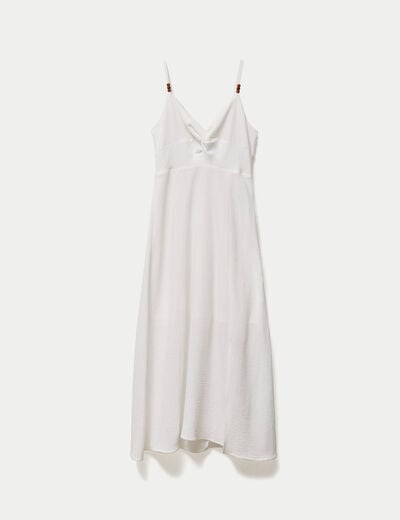 Robe longue &eacute;vas&eacute;e &agrave; fines bretelles ecru femme