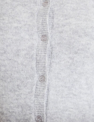 Gilet boutonn&eacute; manches longues gris fonc&eacute; femme