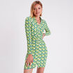 Robe ajustée froncée vert femme