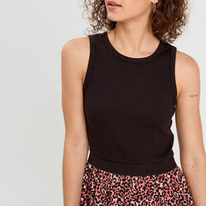 Robe longue effet 2-en1 rouge femme
