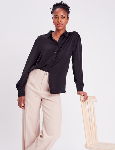 Chemise manches longues noir femme