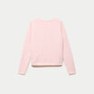 Gilet col rond manches longues rose clair femme