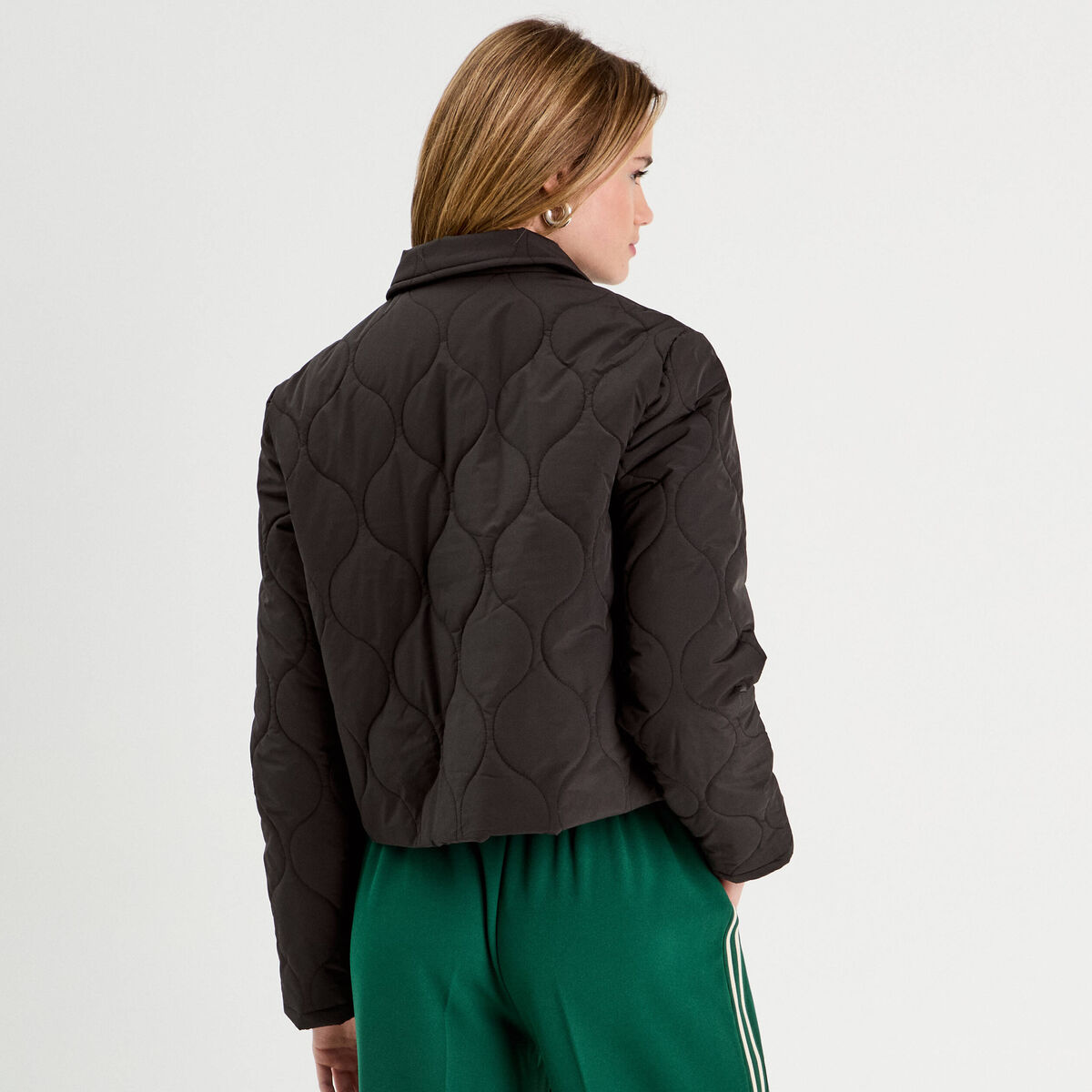 Veste matelassée courte noir femme