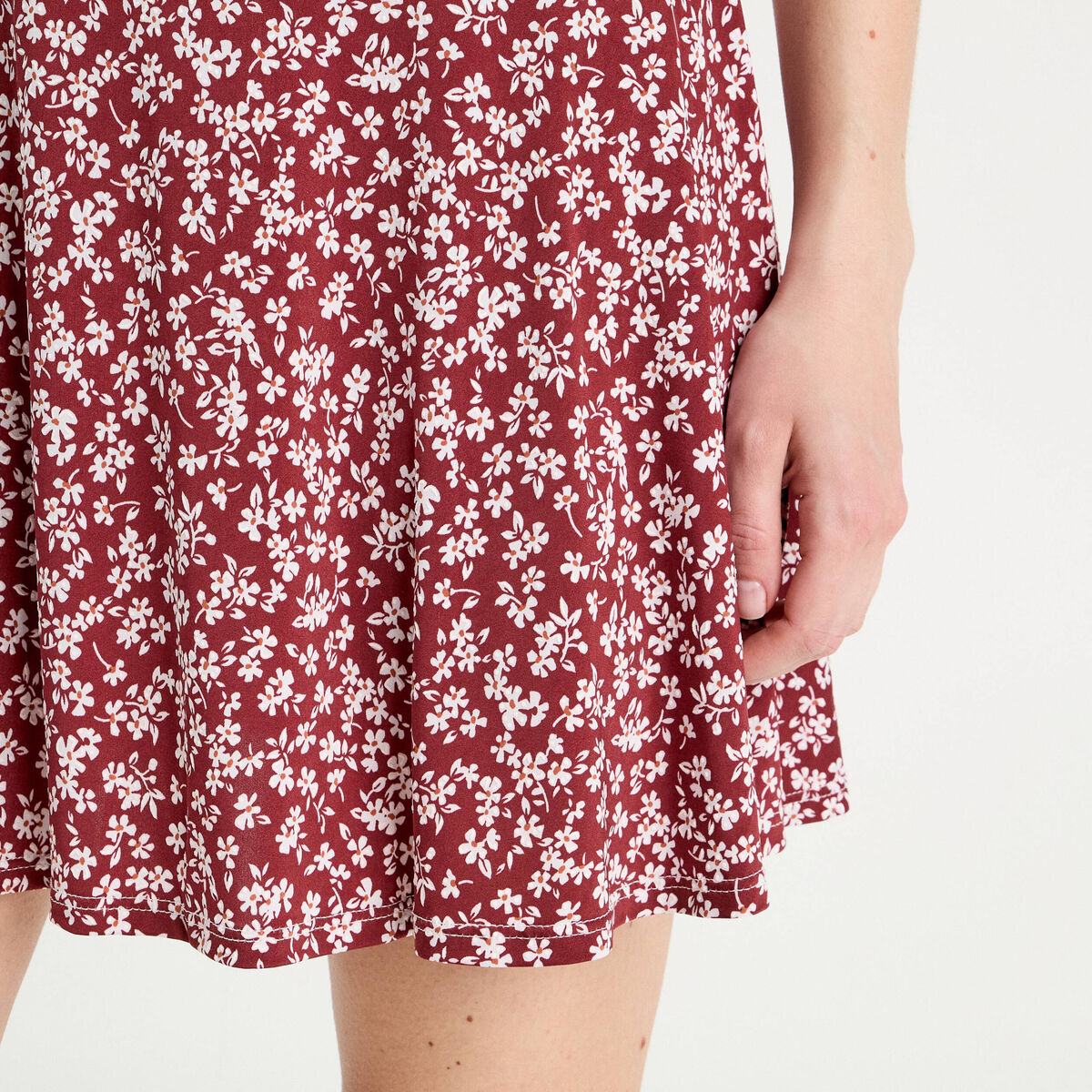 Jupe-short patineuse marron cognac femme