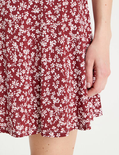 Jupe-short patineuse marron cognac femme