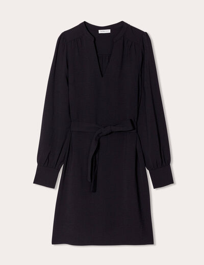 Robe droite ceinturée noir femme