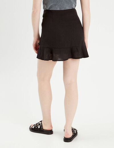 Jupe évasée fluide volants noir femme