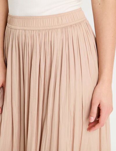 Jupe longue évasée effet satin sable femme