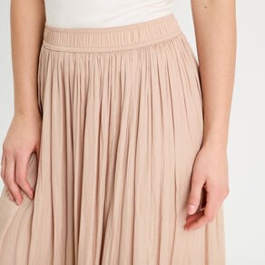 jupe longue evasee effet satin sable femme Jupe longue évasée effet satin sable femme