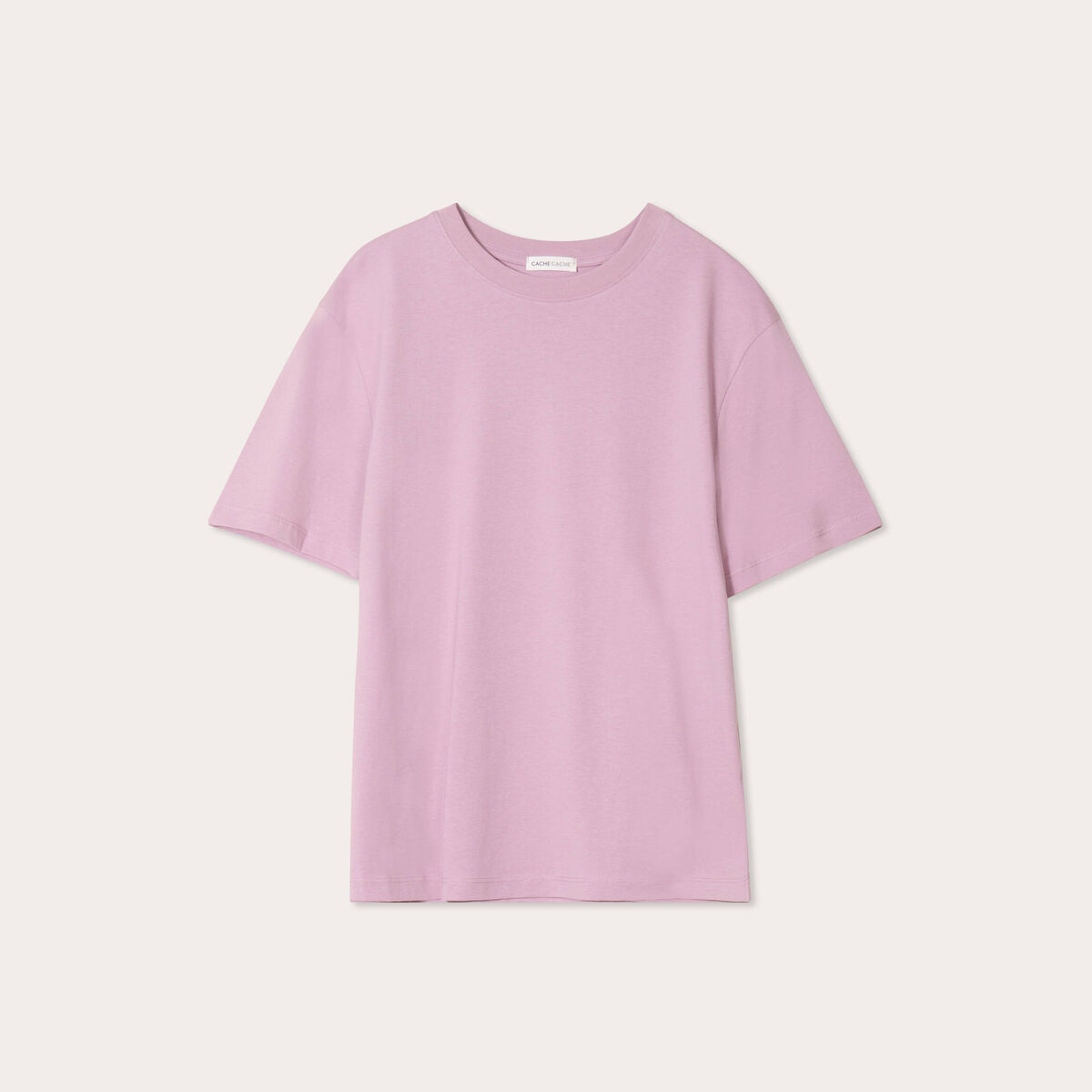 T-shirt oversize col rond vieux rose femme