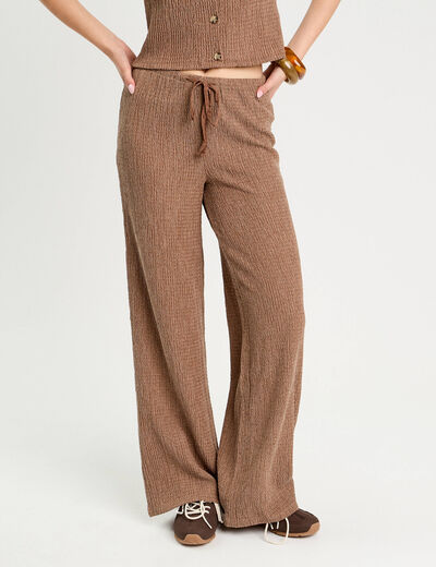 Pantalon large marron femme