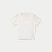 Blouse col v manches courtes dentelle ecru femme