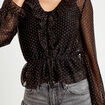Blouse d&eacute;collet&eacute; manches longues marron fonc&eacute; femme