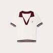 Pull manches courtes col polo ecru femme