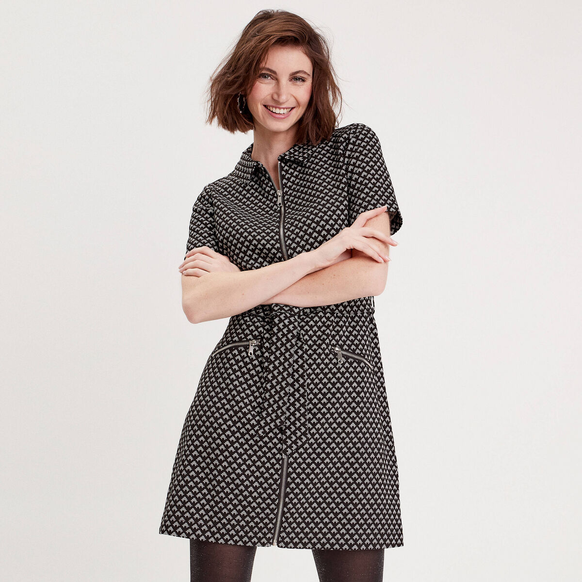 Robe droite zippée noir femme