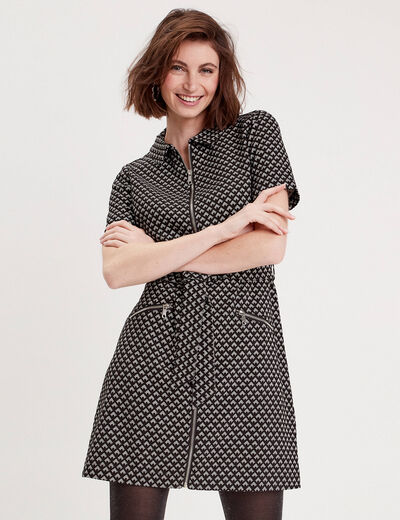Robe droite zippée noir femme