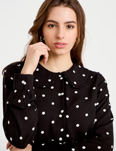 Chemise grand col noir femme