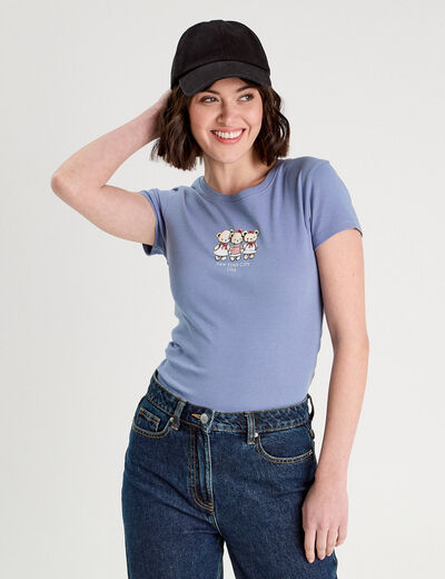 T-shirt manches courtes bleu gris femme