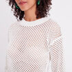 Pull ajouré col rond ecru femme