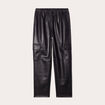 Pantalon cargo simili cuir noir femme