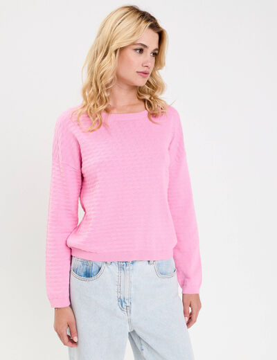 Pull col bateau rose femme