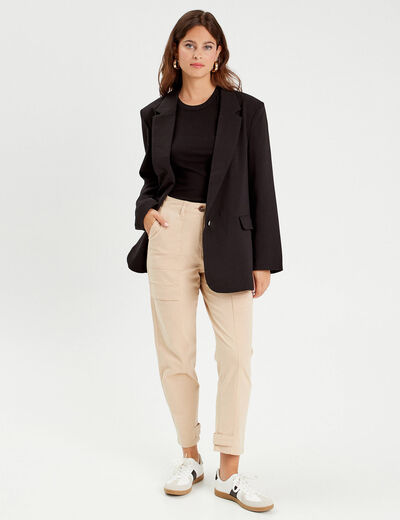 Pantalon cargo bas resserré sable femme