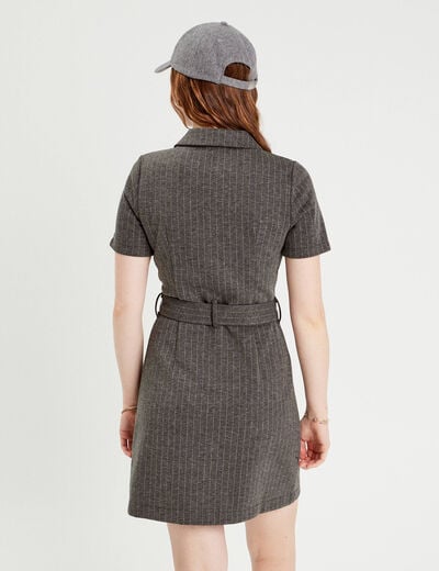 Robe droite zippée gris foncé femme