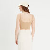 D&eacute;bardeur cropped c&ocirc;tel&eacute; beige femme