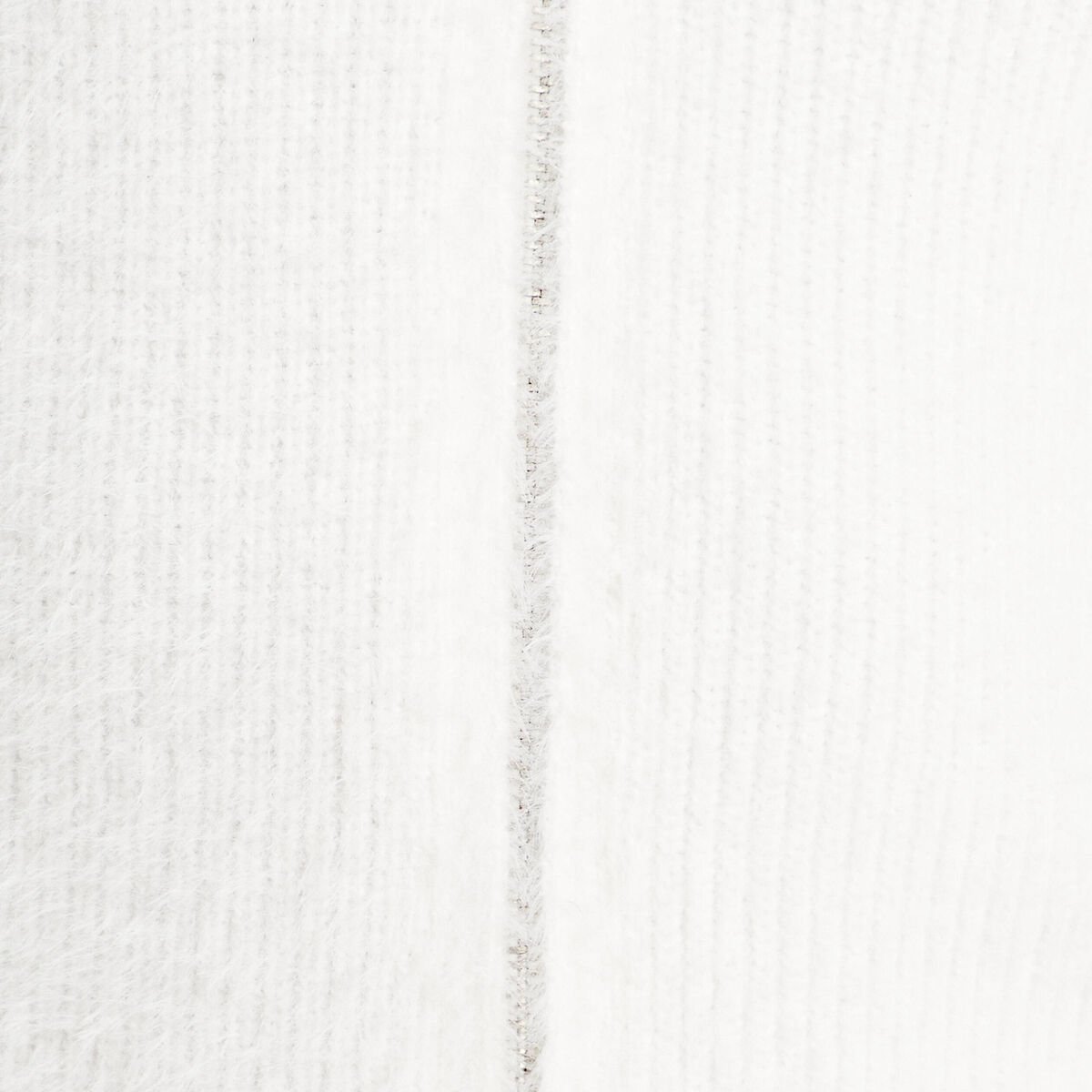 Gilet zippé mailles duveteuses ecru femme