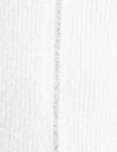 Gilet zippé mailles duveteuses ecru femme