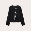 Blouse noeuds contrast&eacute;s noir femme