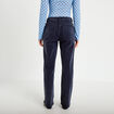 Pantalon droit en velours bleu marine femme