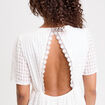 Robe évasée col V doublure viscose blanc femme