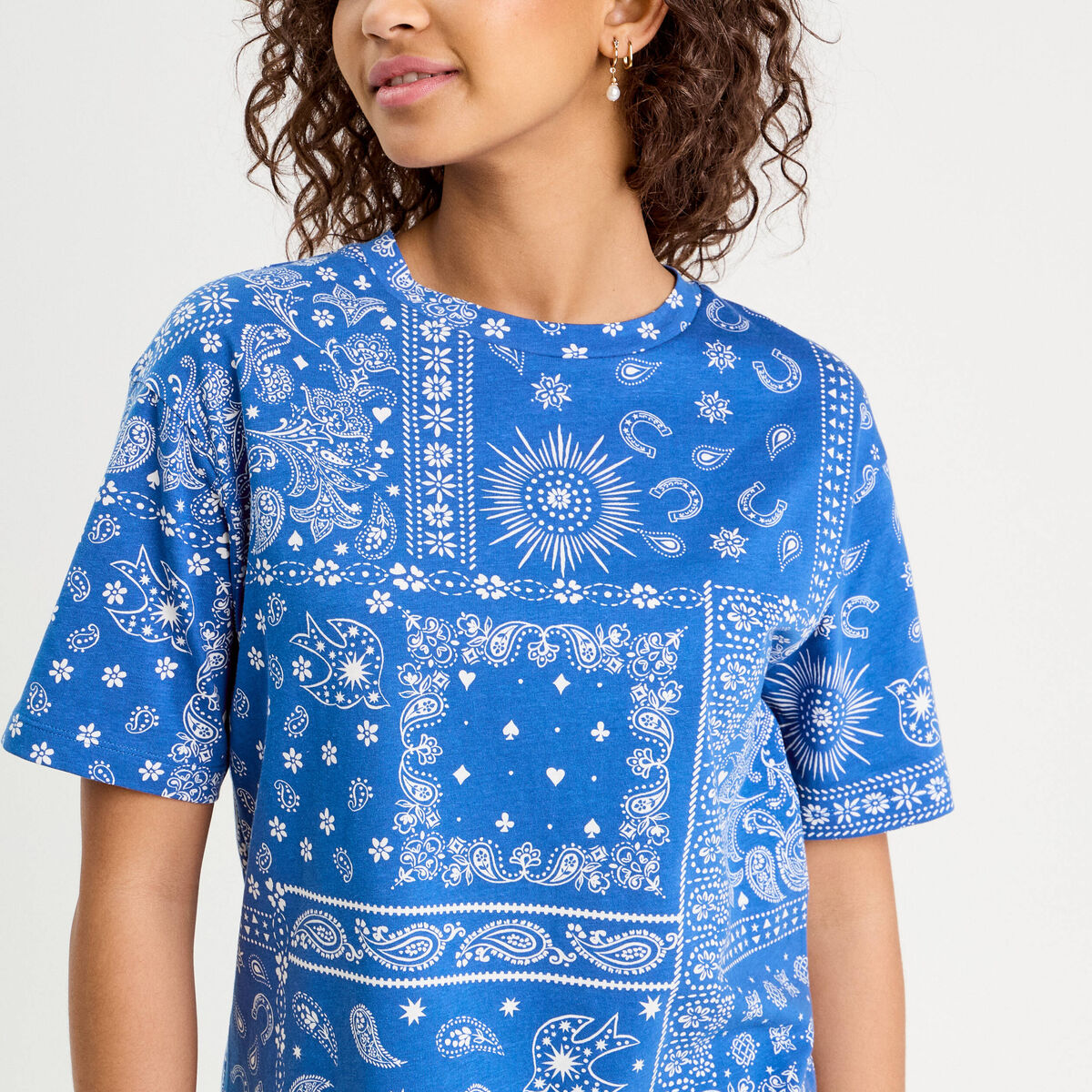 T-shirt manches courtes bleu femme