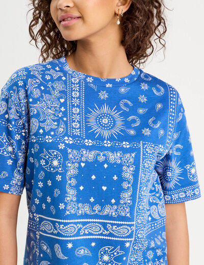 T-shirt manches courtes bleu femme