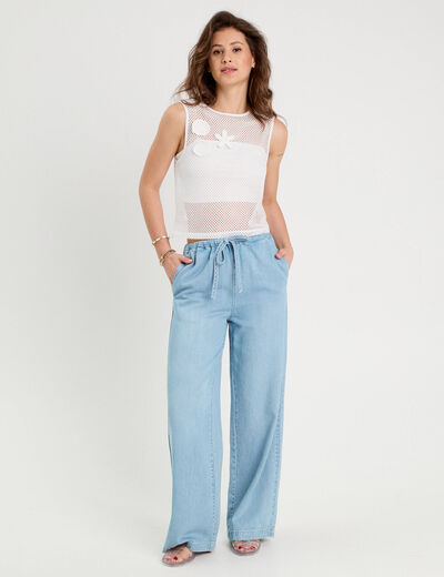 Débardeur effet crochet blanc femme