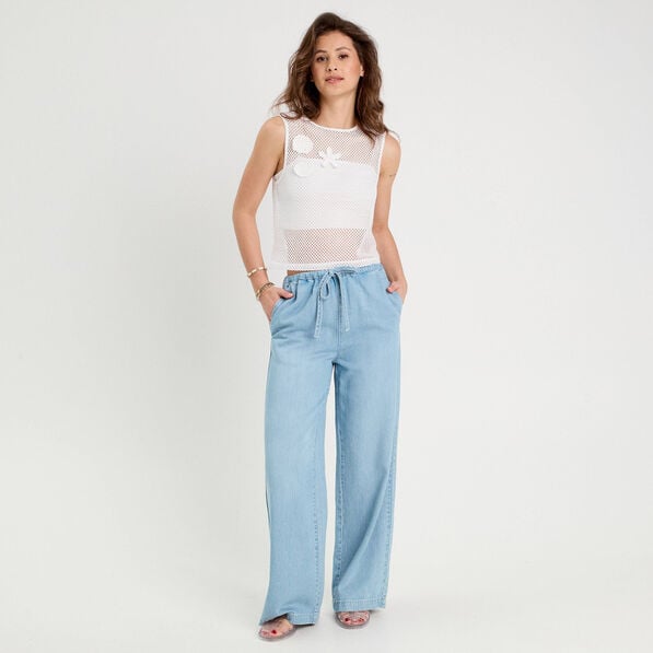 debardeur effet crochet blanc femme Débardeur effet crochet blanc femme