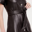 Robe trapèze simili cuir noir femme