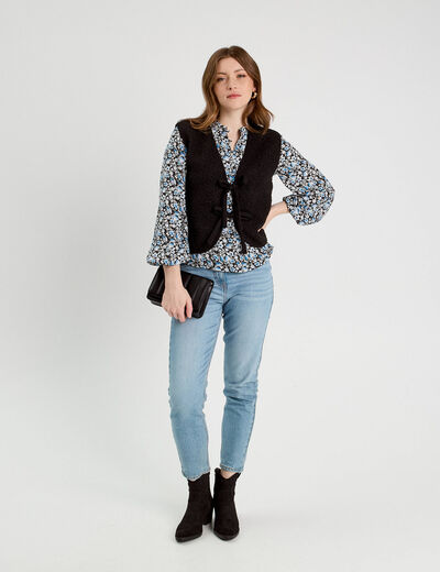 Blouse manches longues noir femme