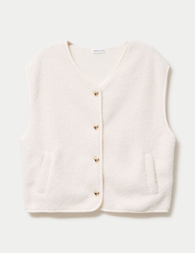 Gilet sans manches effet polaire ecru femme
