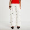 Pantalon bootcut taille haute velours blanc femme