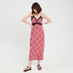 Robe longue droite bretelles rouge femme