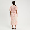 Robe midi évasée col en V rose pastel femme