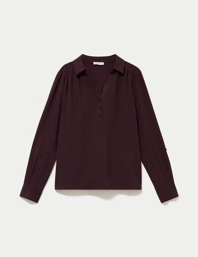 Blouse droite manches longues prune femme
