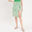Jupe droite avec fente vert femme